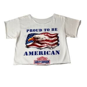 Vintage Harley Davidson Proud to be American Graphic T-shirt Tee Short Sleeve